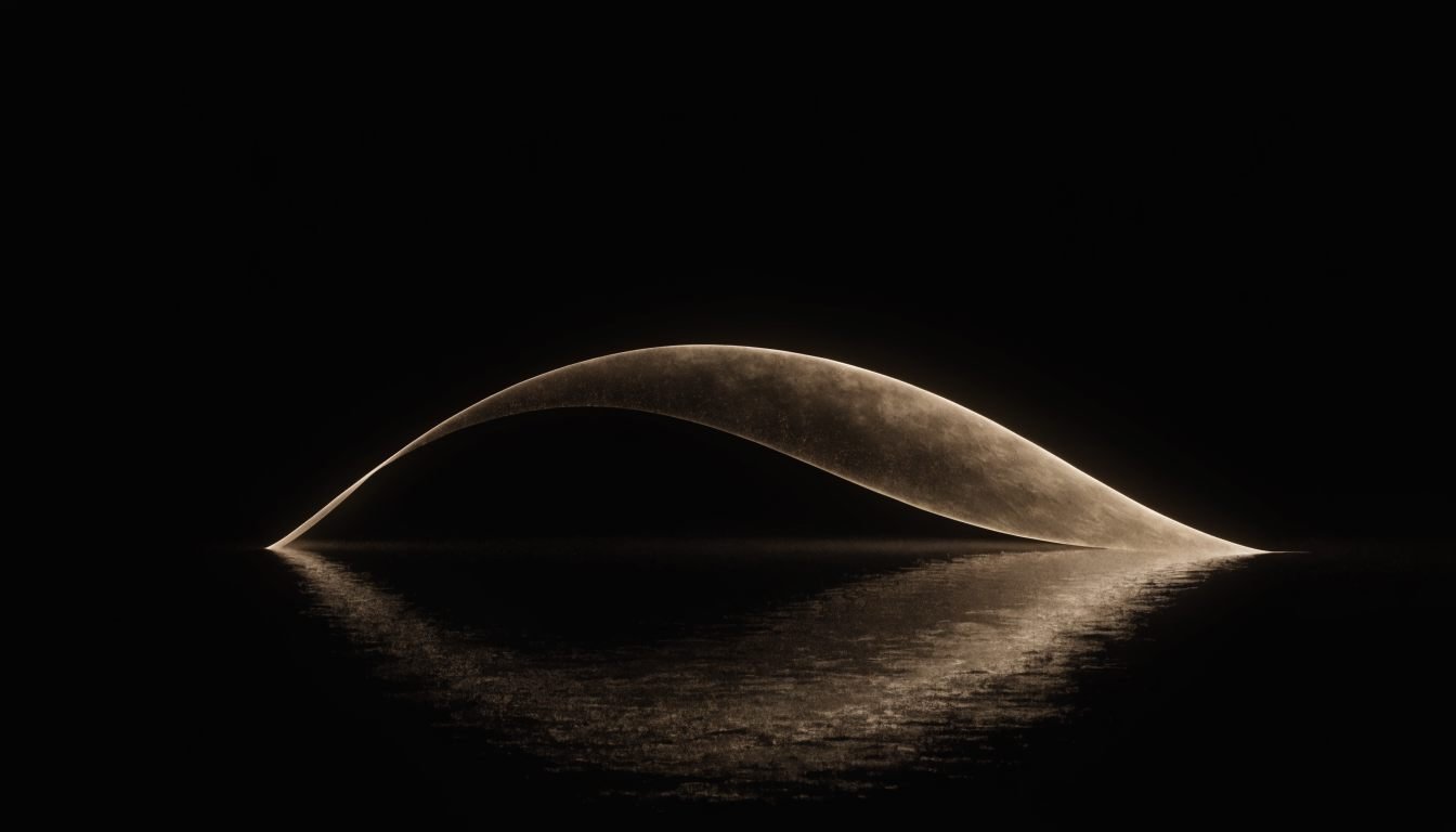 Goldener Lichtbogen über tiefem Schwarz — das Brücken-Motiv von NexTao